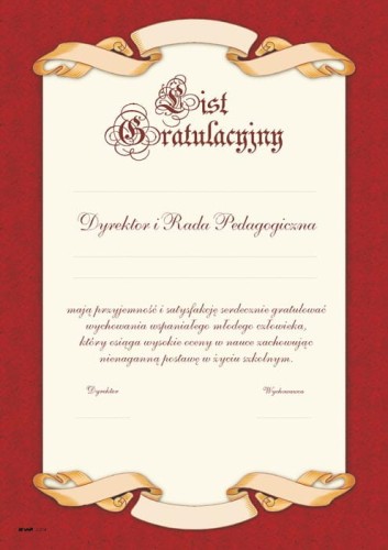 List Gratulacyjny Dla Rodziców J014