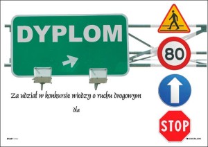 Dyplom za udział w konkursie wiedzy o ruchu drogowym X025