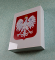 Godło Rzeczpospolitej Polskiej (Godło Polski) podświetlane diodami LED na kasetonie 30 cm x 40 cm x 10 cm do samodzielnego montażu