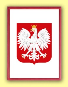 Godło Rzeczpospolitej Polskiej (Godło Polski) w ołówkowej drewnianej ramce A4+