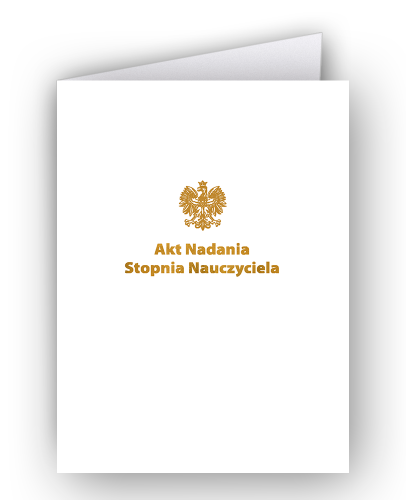 Okładka ozdobna kartonowa A4, złocona z napisem "Akt Nadania Stopnia Nauczyciela"