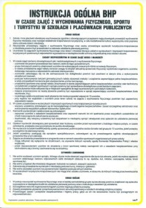 Instrukcja ogólna BHP w czasie zajęć z wychowania fizycznego, sportu i turystyki w szkołach i placówkach publicznych